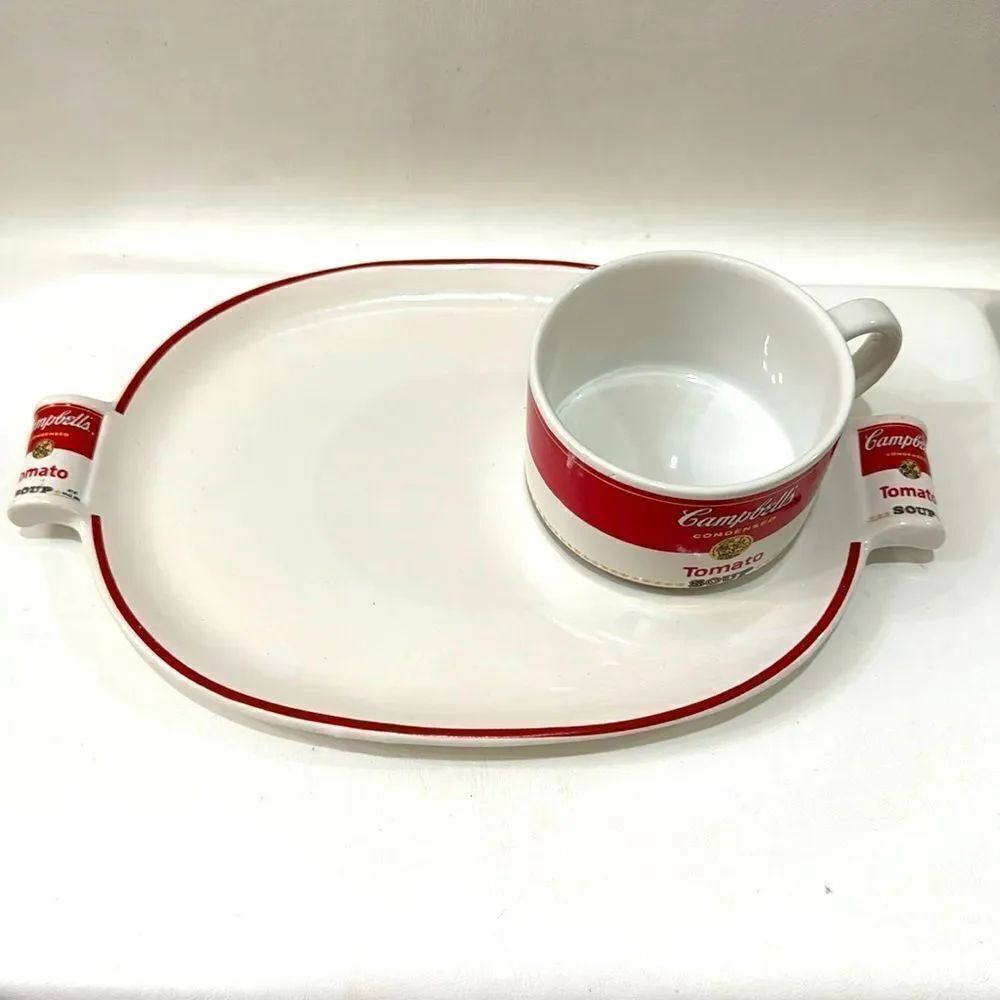 Westwood Vintage Campbells Tomato Soup Company 1994 Mug 12 Oz & Tray Plate Red